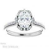 Oval Shaped Forever One Moissanite Engagement Ring #GTJ908-oval-fo-w 1 Oval Shaped Forever One Moissanite Engagement Ring #GTJ908-oval-fo-w