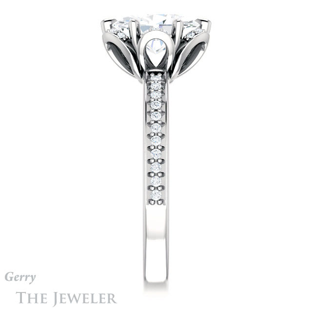 Oval Shaped Forever One Moissanite Engagement Ring #GTJ908-oval-fo-w 3 Oval Shaped Forever One Moissanite Engagement Ring #GTJ908-oval-fo-w