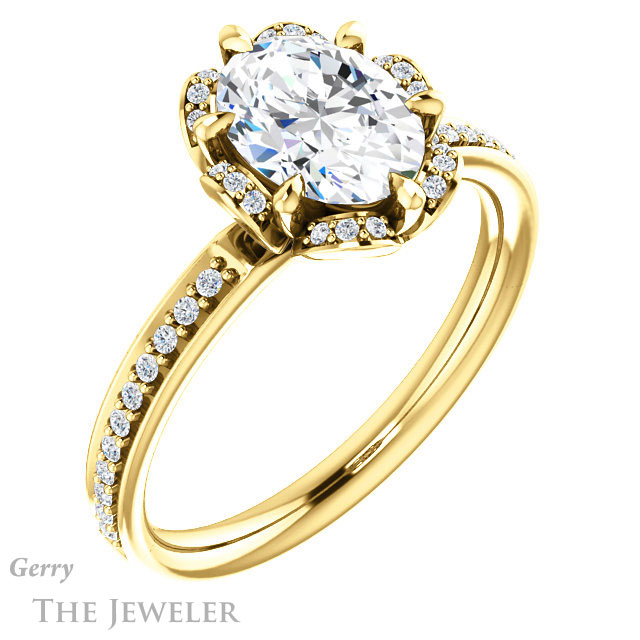 Oval Shaped Forever One Moissanite Engagement Ring #GTJ908-oval-fo-y