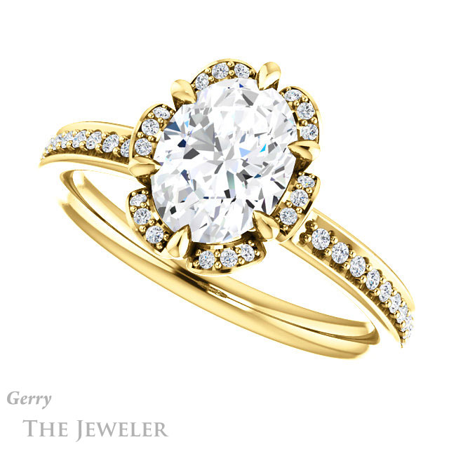 Oval Shaped Forever One Moissanite Engagement Ring #GTJ908-oval-fo-y