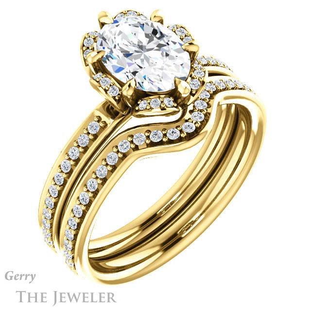 Oval Shaped Forever One Moissanite Engagement Ring #GTJ908-oval-fo-y