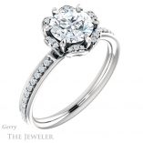Round Cut Forever One Moissanite Engagement Ring #GTJ908-round-fo-w 4 Round Cut Forever One Moissanite Engagement Ring #GTJ908-round-fo-w