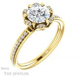 Round Cut Forever One Moissanite Engagement Ring #GTJ908-round-fo-y