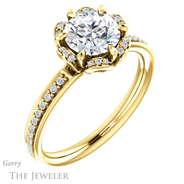Round Cut Forever One Moissanite Engagement Ring #GTJ908-round-fo-y
