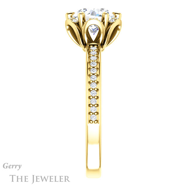 Round Cut Forever One Moissanite Engagement Ring #GTJ908-round-fo-y