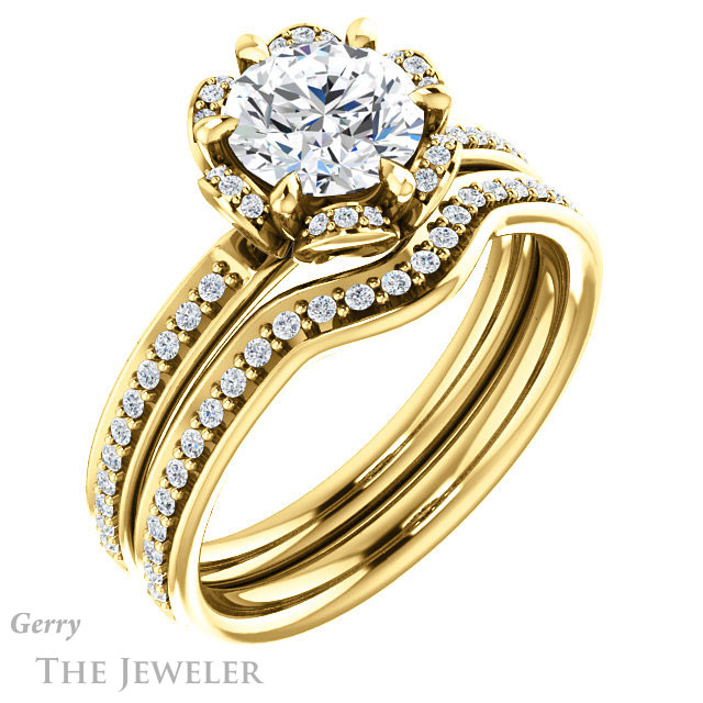Round Cut Forever One Moissanite Engagement Ring #GTJ908-round-fo-y
