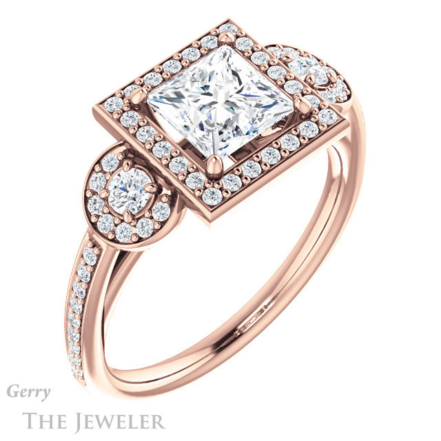 Princess Cut Forever One Moissanite Engagement Ring #GTJ909-square-fo-r | Gerry The Jeweler Princess Cut Forever One Moissanite Engagement Ring #GTJ909-square-fo-r