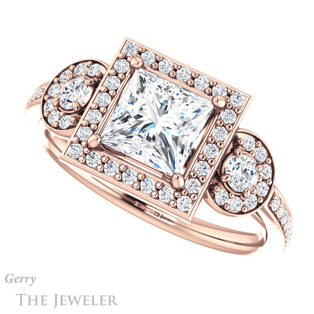 Princess Cut Forever One Moissanite Engagement Ring #GTJ909-square-fo-r | Gerry The Jeweler Princess Cut Forever One Moissanite Engagement Ring #GTJ909-square-fo-r