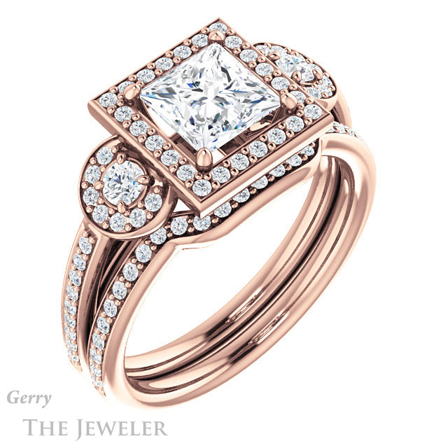 Princess Cut Forever One Moissanite Engagement Ring #GTJ909-square-fo-r | Gerry The Jeweler Princess Cut Forever One Moissanite Engagement Ring #GTJ909-square-fo-r