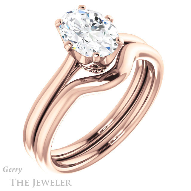 Oval Shaped Forever One Moissanite Engagement Ring #GTJ910-oval-fo-r