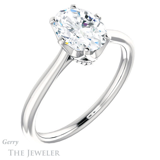 Oval Shaped Forever One Moissanite Engagement Ring #GTJ910-oval-fo-w 4 Oval Shaped Forever One Moissanite Engagement Ring #GTJ910-oval-fo-w