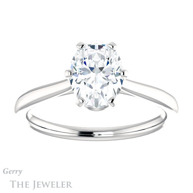 Oval Shaped Forever One Moissanite Engagement Ring #GTJ910-oval-fo-w 1 Oval Shaped Forever One Moissanite Engagement Ring #GTJ910-oval-fo-w
