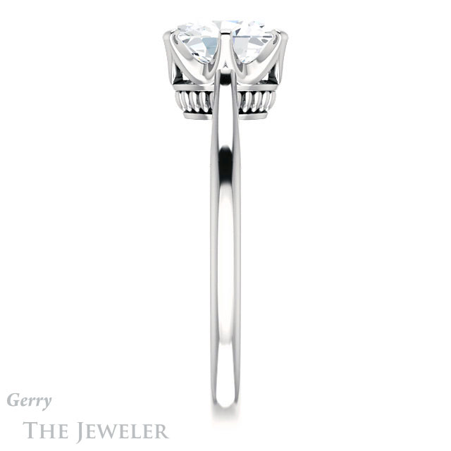 Oval Shaped Forever One Moissanite Engagement Ring #GTJ910-oval-fo-w 3 Oval Shaped Forever One Moissanite Engagement Ring #GTJ910-oval-fo-w