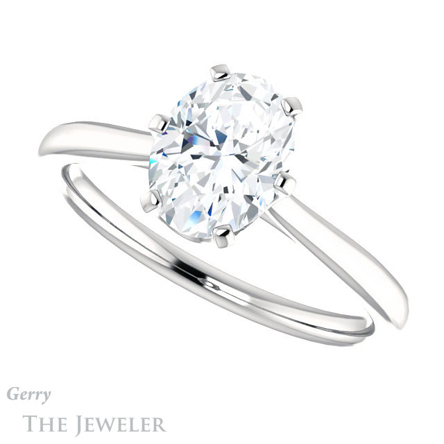 Oval Shaped Forever One Moissanite Engagement Ring #GTJ910-oval-fo-w 5 Oval Shaped Forever One Moissanite Engagement Ring #GTJ910-oval-fo-w