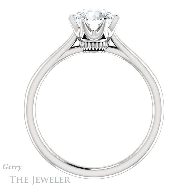 Round Cut Forever One Moissanite Engagement Ring #GTJ910-round-fo-w