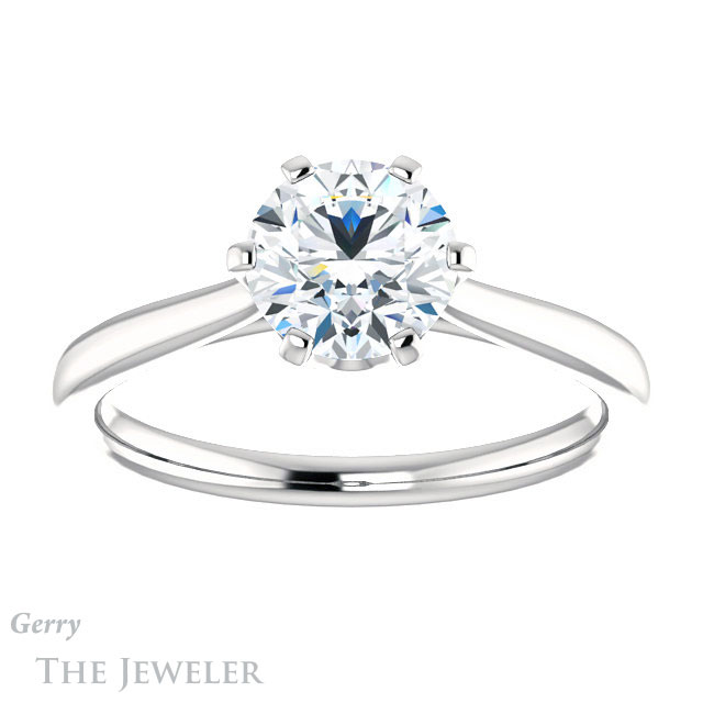 Round Cut Forever One Moissanite Engagement Ring #GTJ910-round-fo-w