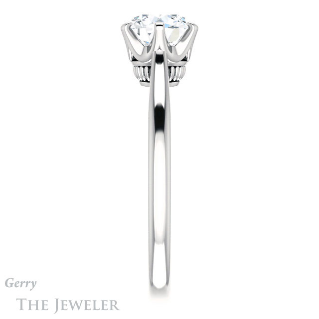 Round Cut Forever One Moissanite Engagement Ring #GTJ910-round-fo-w