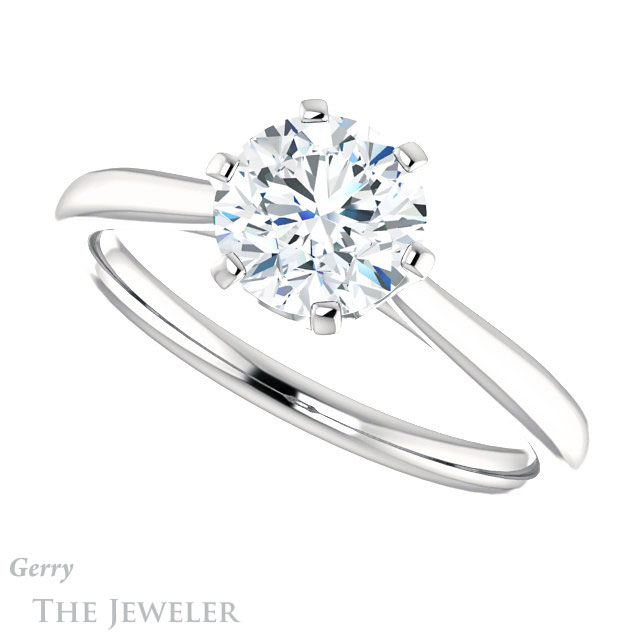 Round Cut Forever One Moissanite Engagement Ring #GTJ910-round-fo-w