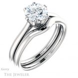 Round Cut Forever One Moissanite Engagement Ring #GTJ910-round-fo-w