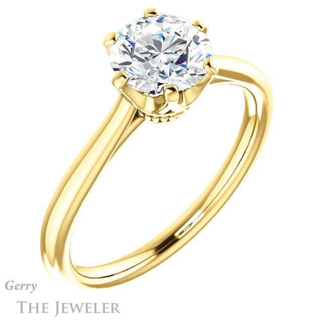 Round Cut Forever One Moissanite Engagement Ring #GTJ910-round-fo-y 4 Round Cut Forever One Moissanite Engagement Ring #GTJ910-round-fo-y