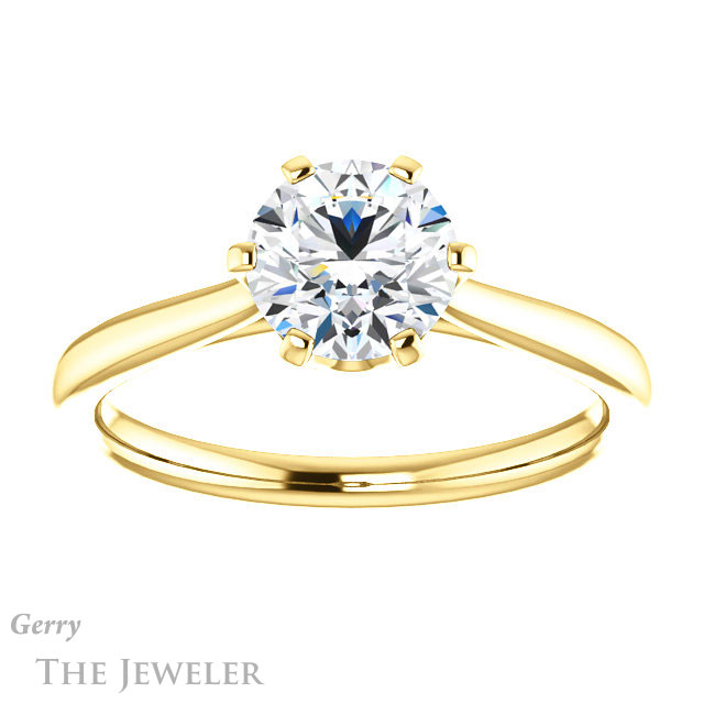 Round Cut Forever One Moissanite Engagement Ring #GTJ910-round-fo-y 1 Round Cut Forever One Moissanite Engagement Ring #GTJ910-round-fo-y