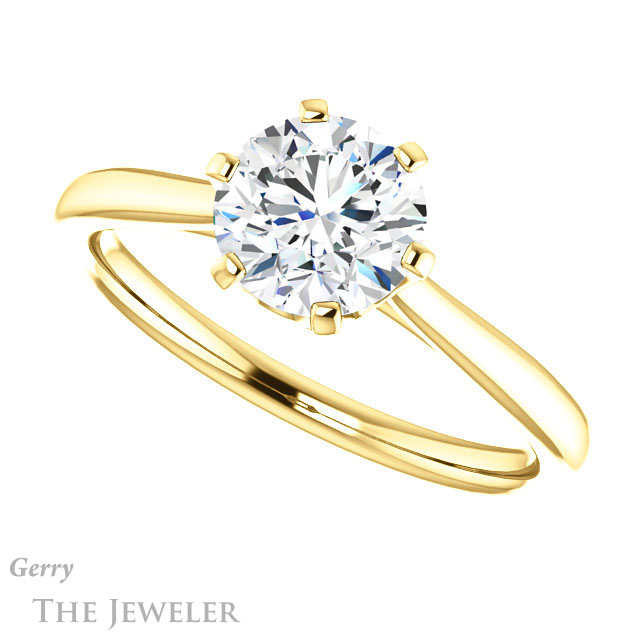 Round Cut Forever One Moissanite Engagement Ring #GTJ910-round-fo-y 5 Round Cut Forever One Moissanite Engagement Ring #GTJ910-round-fo-y