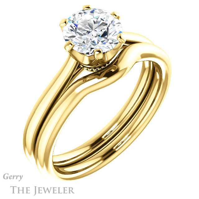 Round Cut Forever One Moissanite Engagement Ring #GTJ910-round-fo-y 6 Round Cut Forever One Moissanite Engagement Ring #GTJ910-round-fo-y