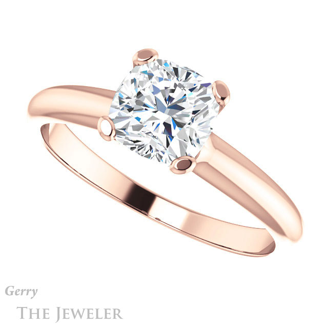 Cushion Cut Forever One Moissanite Engagement Ring #GTJ911-cushion-fo-r | Gerry The Jeweler Cushion Cut Forever One Moissanite Engagement Ring #GTJ911-cushion-fo-r
