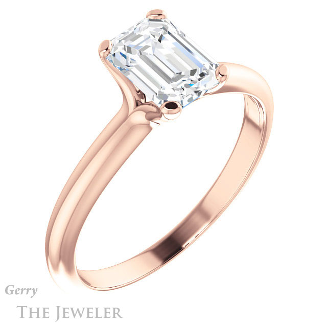 Emerald Cut Forever One Moissanite Engagement Ring #GTJ911-emerald-fb-r | Gerry The Jeweler Emerald Cut Forever Brilliant Moissanite Engagement Ring #GTJ911-emerald-fb-r