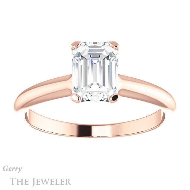 Emerald Cut Forever One Moissanite Engagement Ring #GTJ911-emerald-fb-r | Gerry The Jeweler Emerald Cut Forever Brilliant Moissanite Engagement Ring #GTJ911-emerald-fb-r