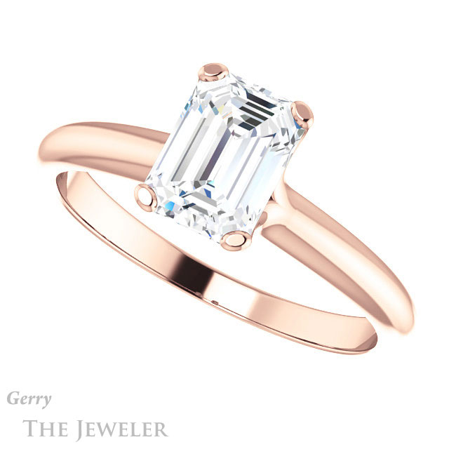 Emerald Cut Forever One Moissanite Engagement Ring #GTJ911-emerald-fb-r | Gerry The Jeweler Emerald Cut Forever Brilliant Moissanite Engagement Ring #GTJ911-emerald-fb-r