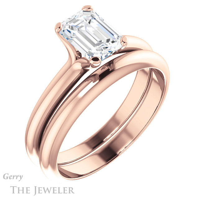 Emerald Cut Forever One Moissanite Engagement Ring #GTJ911-emerald-fb-r | Gerry The Jeweler Emerald Cut Forever Brilliant Moissanite Engagement Ring #GTJ911-emerald-fb-r