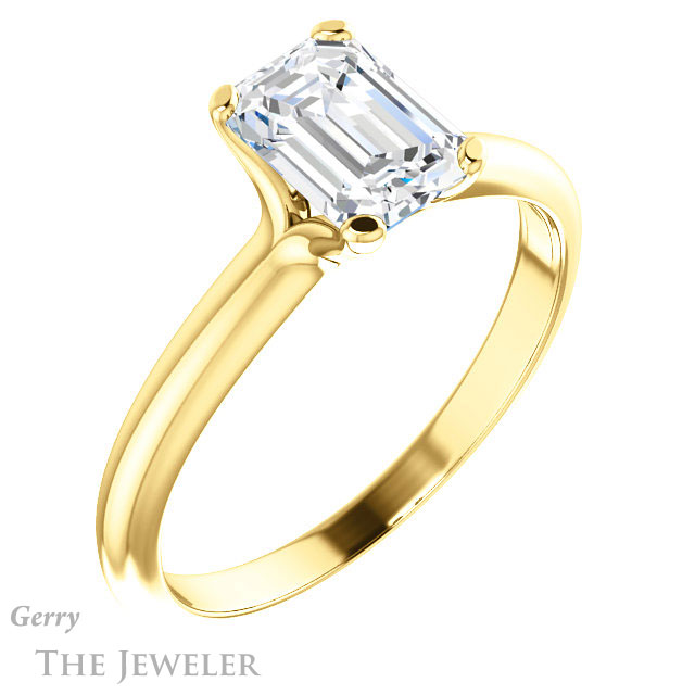 Emerald Cut Forever One Moissanite Engagement Ring #GTJ911-emerald-fb-y | Gerry The Jeweler Emerald Cut Forever Brilliant Moissanite Engagement Ring #GTJ911-emerald-fb-y