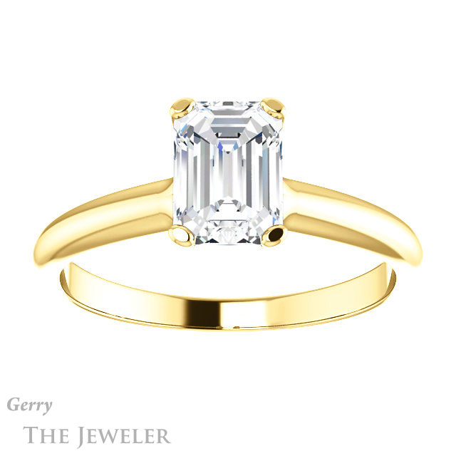 Emerald Cut Forever One Moissanite Engagement Ring #GTJ911-emerald-fb-y | Gerry The Jeweler Emerald Cut Forever Brilliant Moissanite Engagement Ring #GTJ911-emerald-fb-y