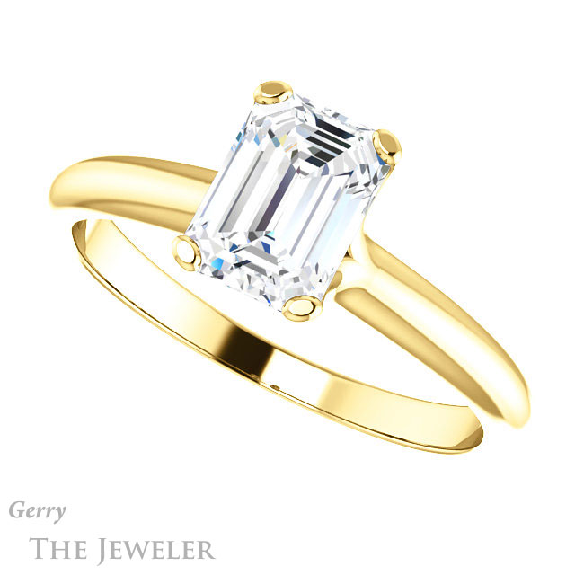 Emerald Cut Forever One Moissanite Engagement Ring #GTJ911-emerald-fb-y | Gerry The Jeweler Emerald Cut Forever Brilliant Moissanite Engagement Ring #GTJ911-emerald-fb-y