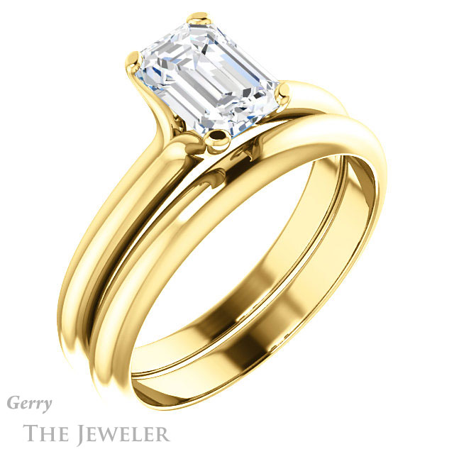 Emerald Cut Forever One Moissanite Engagement Ring #GTJ911-emerald-fb-y | Gerry The Jeweler Emerald Cut Forever Brilliant Moissanite Engagement Ring #GTJ911-emerald-fb-y