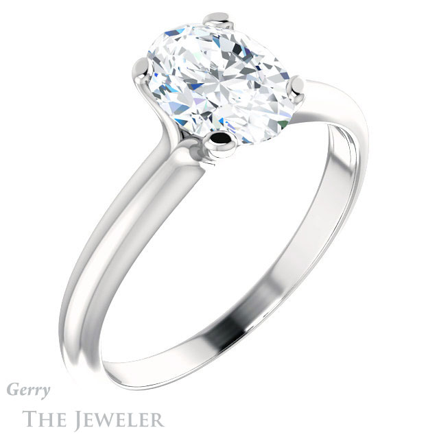 Oval Shaped Forever One Moissanite Engagement Ring #GTJ911-oval-fo-w | Gerry The Jeweler Oval Shaped Forever One Moissanite Engagement Ring #GTJ911-oval-fo-w