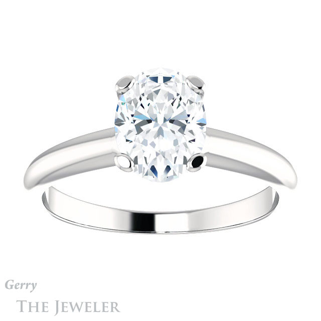 Oval Shaped Forever One Moissanite Engagement Ring #GTJ911-oval-fo-w | Gerry The Jeweler Oval Shaped Forever One Moissanite Engagement Ring #GTJ911-oval-fo-w