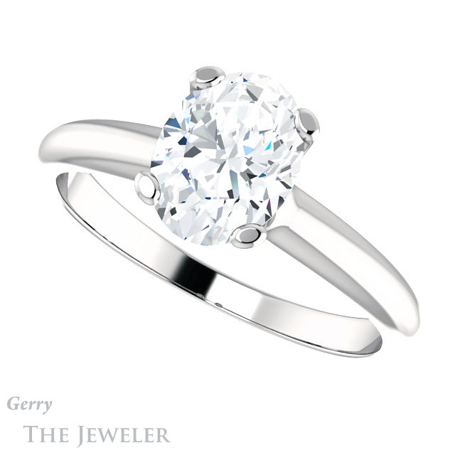 Oval Shaped Forever One Moissanite Engagement Ring #GTJ911-oval-fo-w | Gerry The Jeweler Oval Shaped Forever One Moissanite Engagement Ring #GTJ911-oval-fo-w