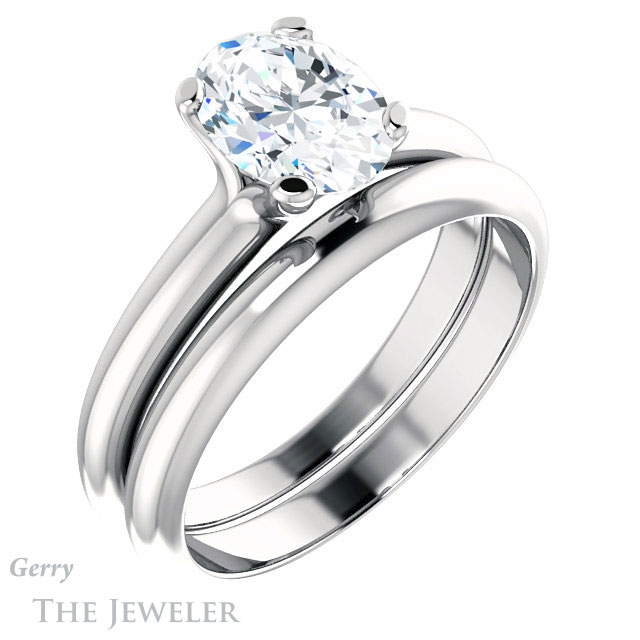 Oval Shaped Forever One Moissanite Engagement Ring #GTJ911-oval-fo-w | Gerry The Jeweler Oval Shaped Forever One Moissanite Engagement Ring #GTJ911-oval-fo-w