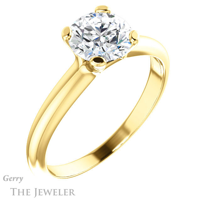 Round Cut Forever One Moissanite Engagement Ring #GTJ911-round-fo-y | Gerry The Jeweler Round Cut Forever One Moissanite Engagement Ring #GTJ911-round-fo-y