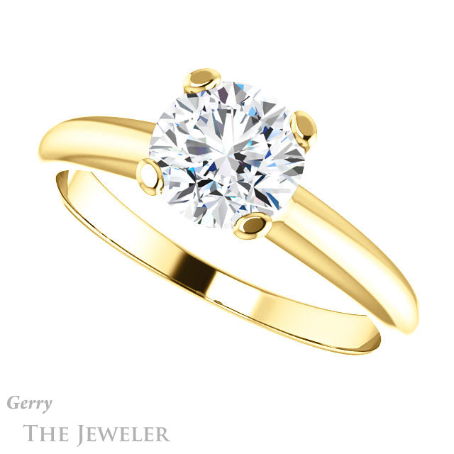 Round Cut Forever One Moissanite Engagement Ring #GTJ911-round-fo-y | Gerry The Jeweler Round Cut Forever One Moissanite Engagement Ring #GTJ911-round-fo-y