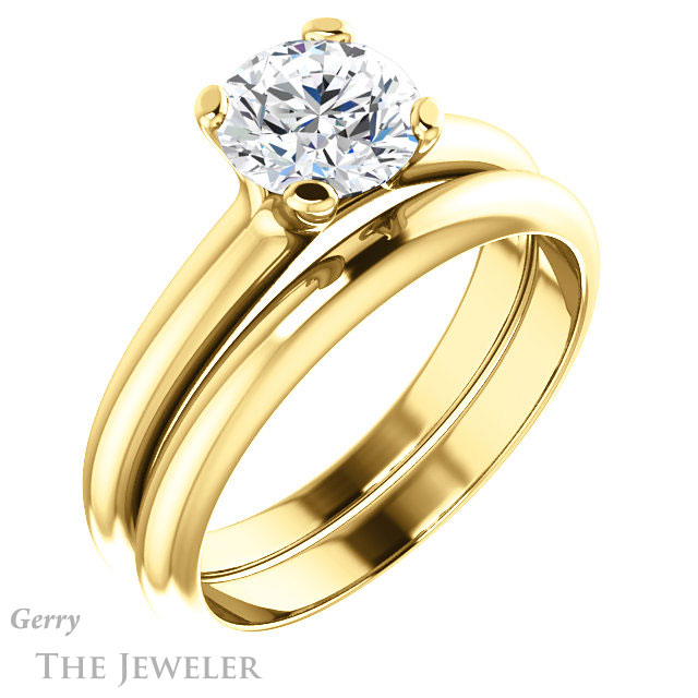 Round Cut Forever One Moissanite Engagement Ring #GTJ911-round-fo-y | Gerry The Jeweler Round Cut Forever One Moissanite Engagement Ring #GTJ911-round-fo-y