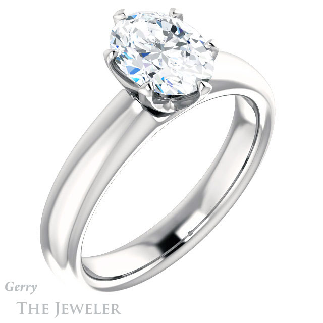 Oval Shaped Forever One Moissanite Engagement Ring #GTJ912-oval-fo-w 4 Oval Shaped Forever One Moissanite Engagement Ring #GTJ912-oval-fo-w