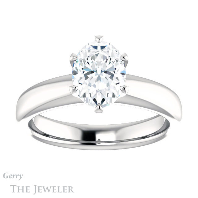 Oval Shaped Forever One Moissanite Engagement Ring #GTJ912-oval-fo-w