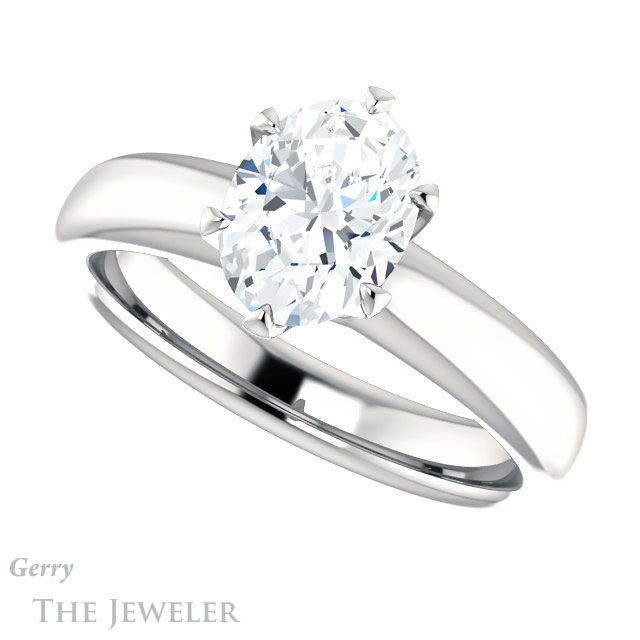 Oval Shaped Forever One Moissanite Engagement Ring #GTJ912-oval-fo-w 5 Oval Shaped Forever One Moissanite Engagement Ring #GTJ912-oval-fo-w