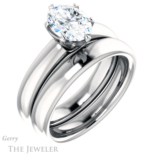 Oval Shaped Forever One Moissanite Engagement Ring #GTJ912-oval-fo-w 6 Oval Shaped Forever One Moissanite Engagement Ring #GTJ912-oval-fo-w