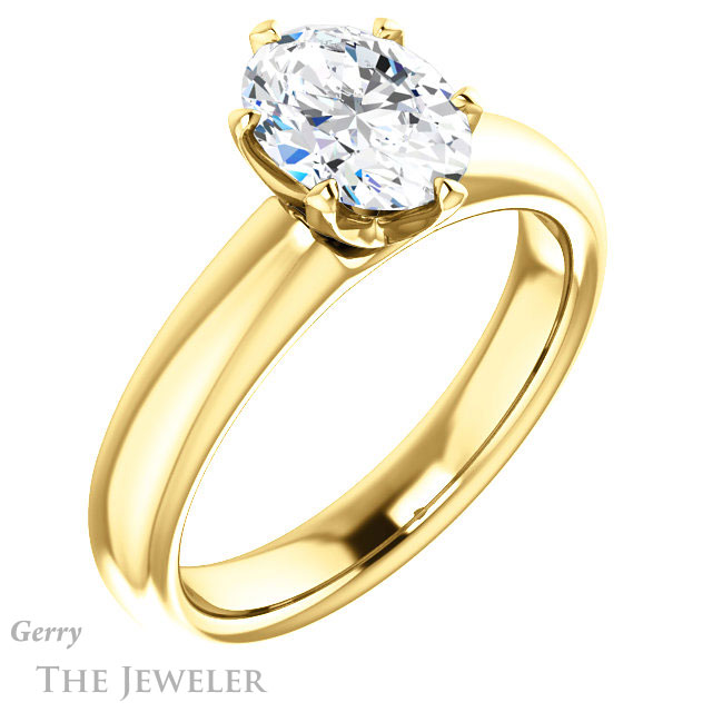 Oval Shaped Forever One Moissanite Engagement Ring #GTJ912-oval-fo-y 4 Oval Shaped Forever One Moissanite Engagement Ring #GTJ912-oval-fo-y