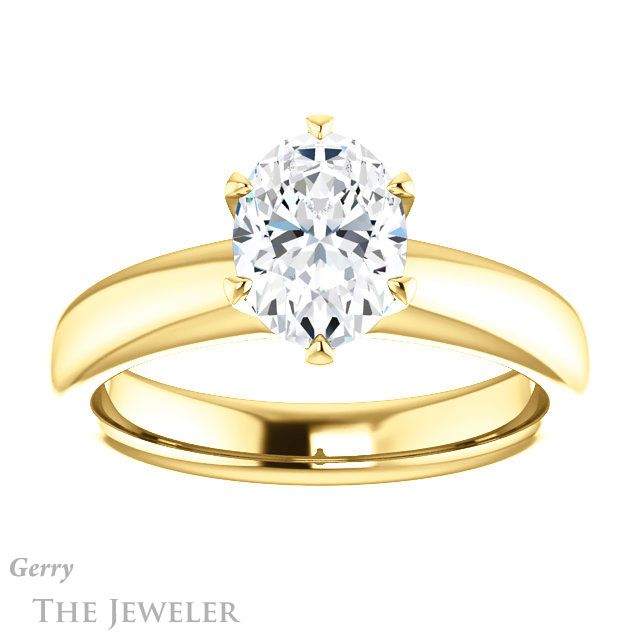 Oval Shaped Forever One Moissanite Engagement Ring #GTJ912-oval-fo-y 1 Oval Shaped Forever One Moissanite Engagement Ring #GTJ912-oval-fo-y