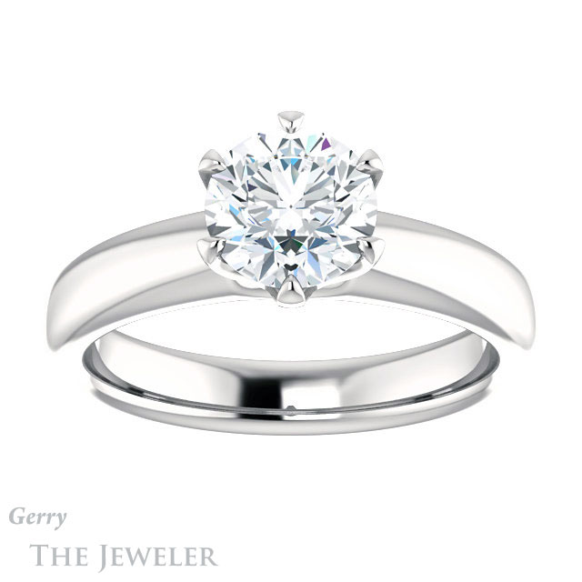Round Cut Forever One Moissanite Engagement Ring #GTJ912-round-fo-w 1 Round Cut Forever One Moissanite Engagement Ring #GTJ912-round-fo-w